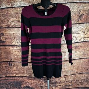 AB Studio Y2K Sweater Dress Burgundy and Black Knit Dress